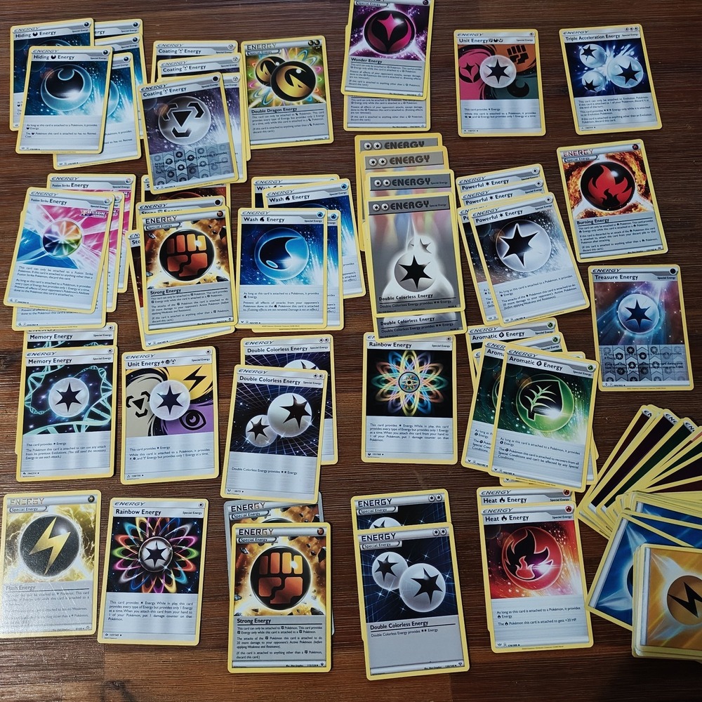 Lot of 57 Pokemon Special Energy Cards and 35 Holo Foil Energy Card Heat Strong